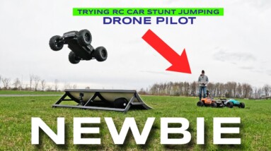 Drone Pilot attempts RC Car Stunt Jumping - Arrma Granite, Kraton, Notorious